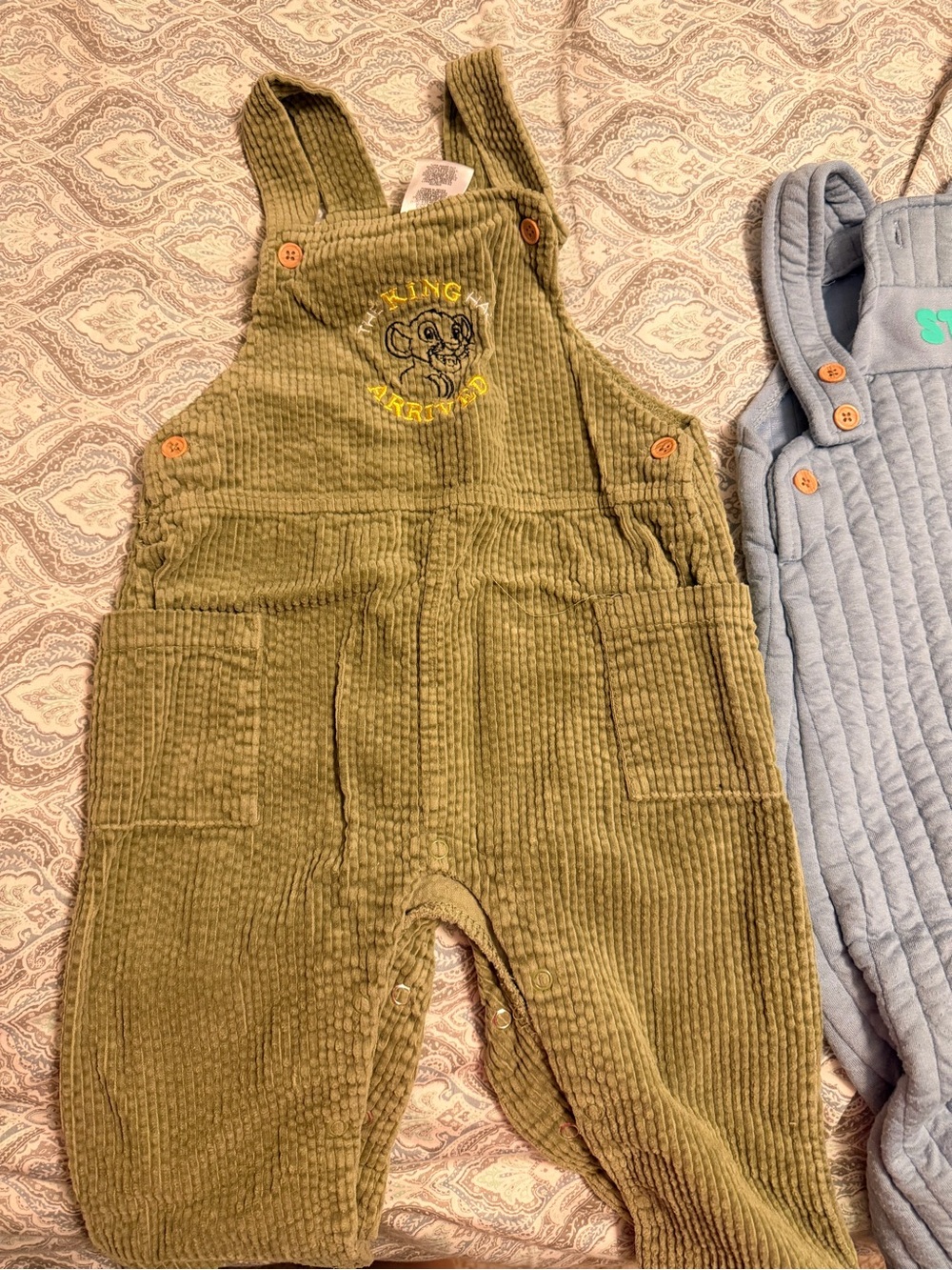 Kids Olive Corduroy Overalls and stitch overalls